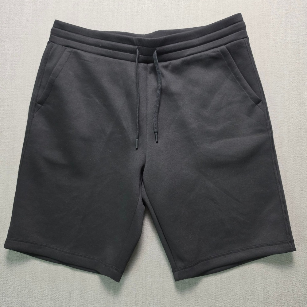 32 Degrees Tech Fleece Shorts Mens L Black Drawstring Lounge Gym Athleisure